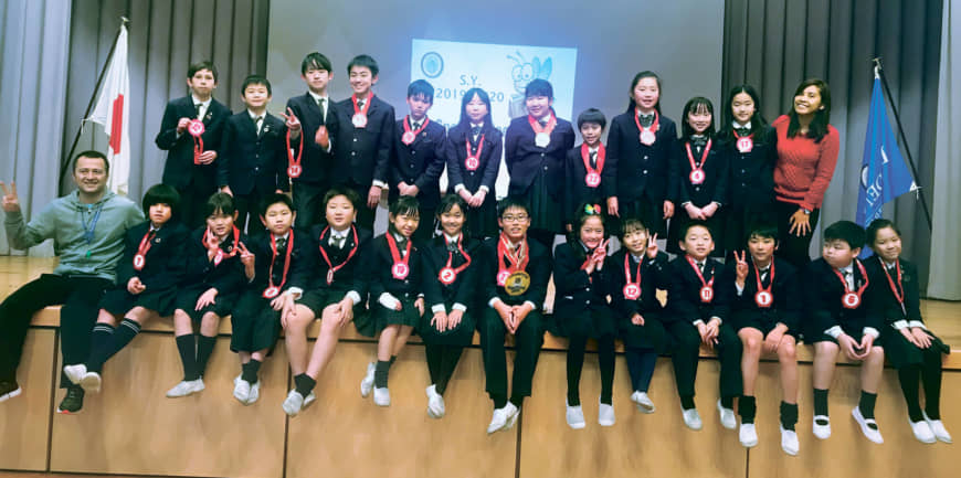 Students from Linden Hall Elementary School pose for a group photo after their school bee. | LINDEN HALL ELEMENTARY SCHOOL