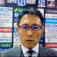 Sunwolves CEO Yuji Watabe speaks during an online news conference on Tuesday. | KAZ NAGATSUKA