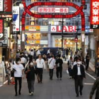 Coronavirus infections in the Kabukicho nightlife district of Tokyo\'s Shinjuku Ward have been on the rise this week. | KYODO