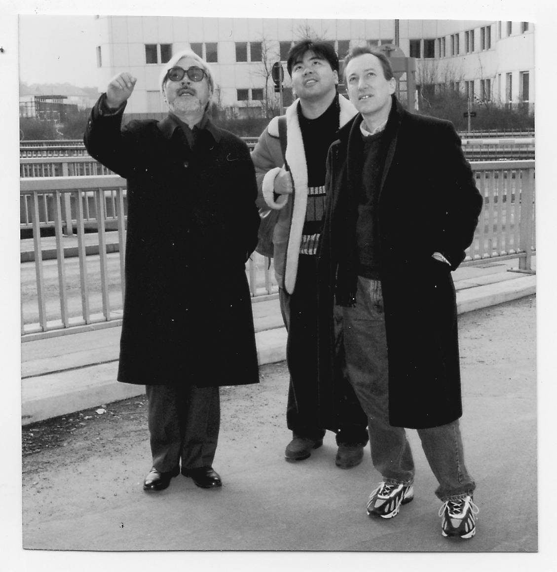 Travel buddies: During his time at Studio Ghibli, Steve Alpert (right) occasionally found himself traipsing across Europe and scouring cities for Japanese cuisine with the “Never-Ending Man,” Hayao Miyazaki (left). | STONE BRIDGE PRESS