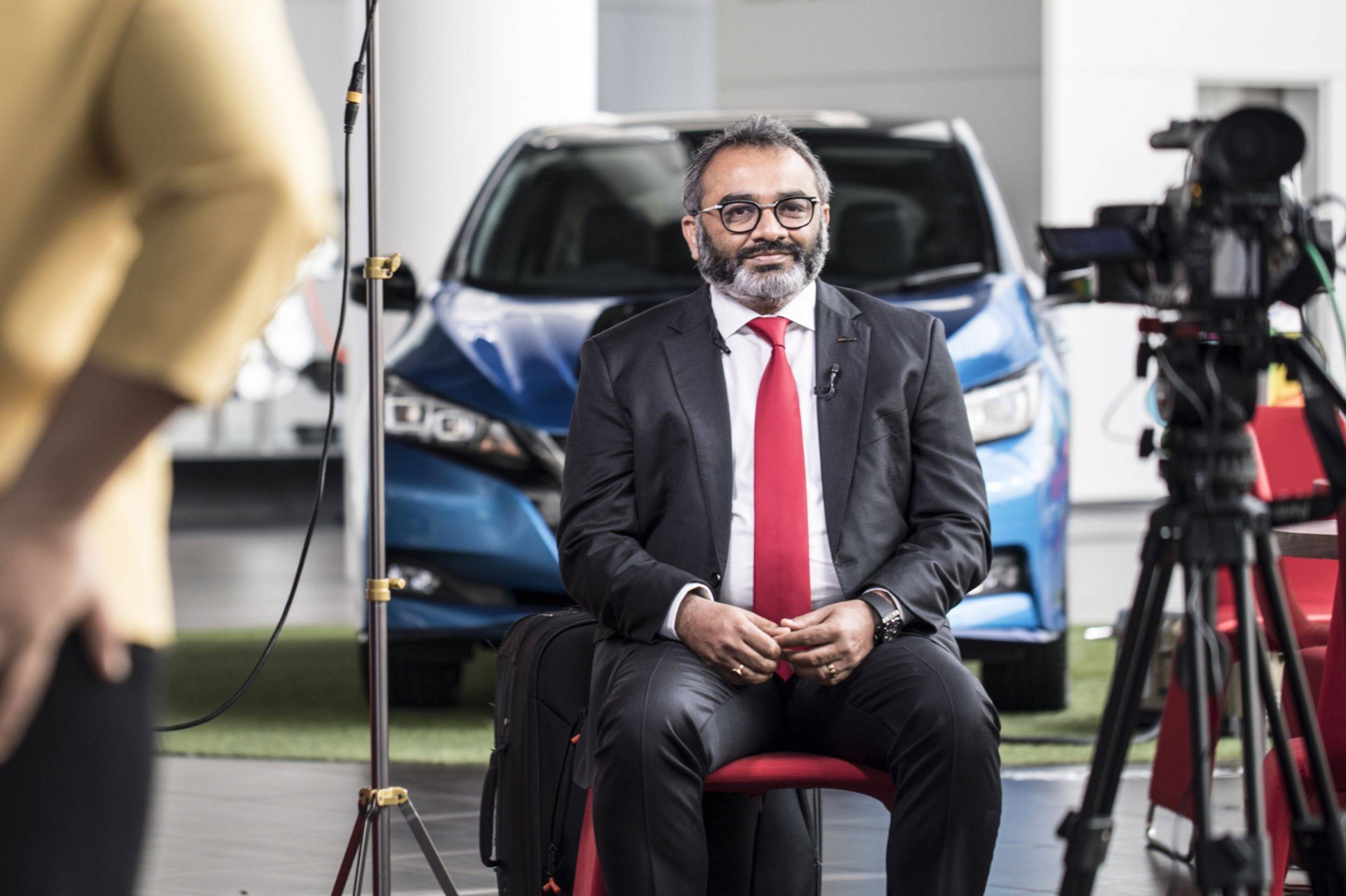Ashwani Gupta, chief operating officer of Nissan Motor Co., sits for an interview at the company's headquarters in Yokohama in April. | BLOOMBERG
