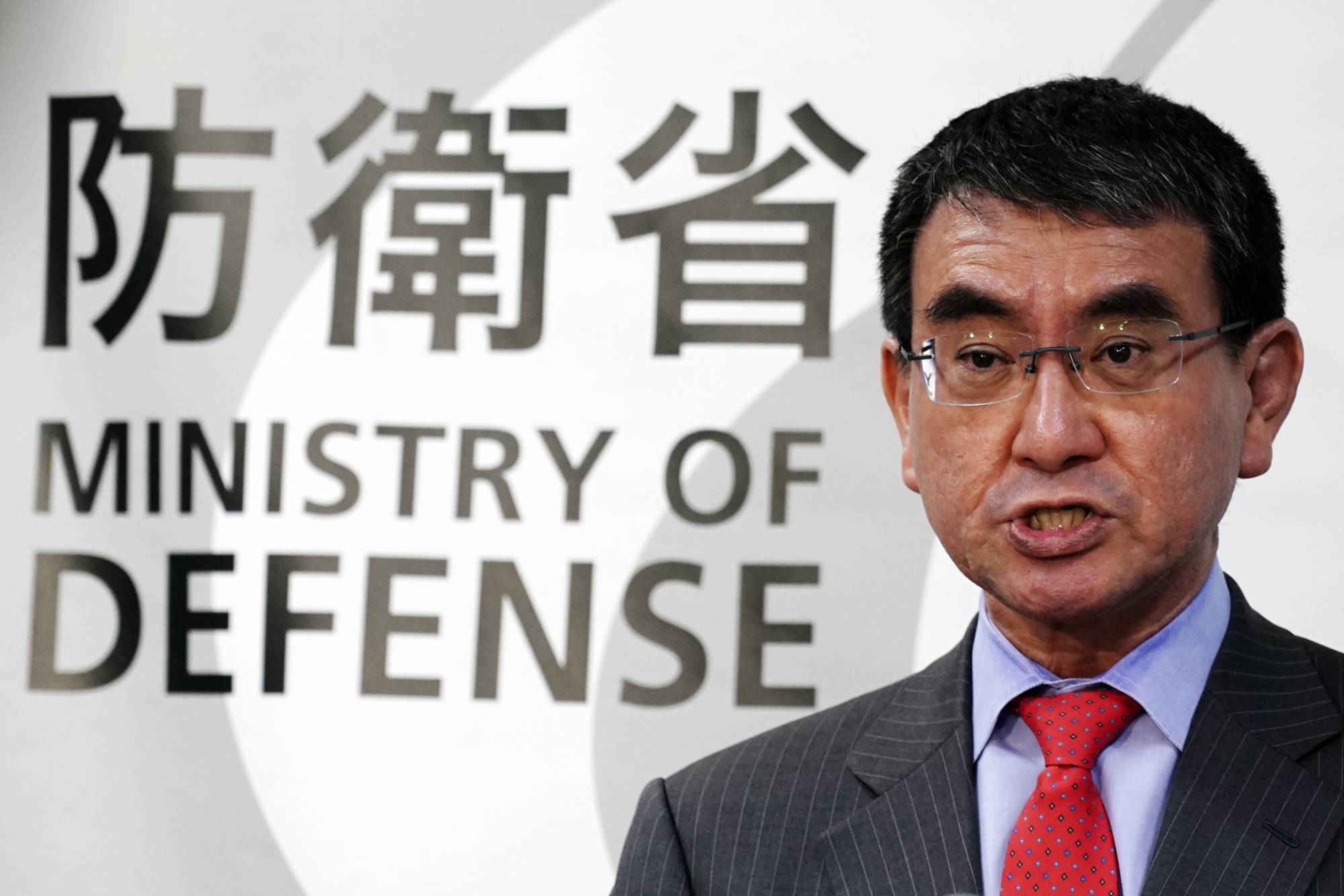 Defense Minister Taro Kono cited technical and cost issues when he explained the reasoning behind Japan's decision to halt a planned deployment of advanced U.S.-made Aegis Ashore missile defense systems. | AP
