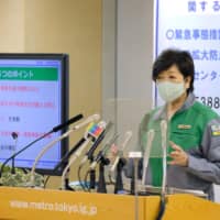 Tokyo Gov. Yuriko Koike has won praise for her response to the COVID-19 crisis, but she has failed to keep most of the campaign promises she made in 2016. | AFP-JIJI
