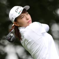 Hinako Shibuno hits a shot during the first round of the Women\'s British Open on Aug 1, 2019, in Milton Keynes, Britain. | REUTERS