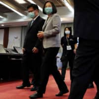 Taiwan President Tsai Ing-wen arrives at a ceremony to launch Chunghwa Telecom\'s 5G network in Taipei on June 30. | REUTERS