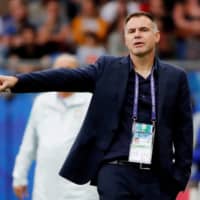 Australia women\'s coach Ante Milicic gestures during a Women\'s World Cup group stage match between Australia and Brazil on June 13, 2019, in Montpellier, France. | REUTERS