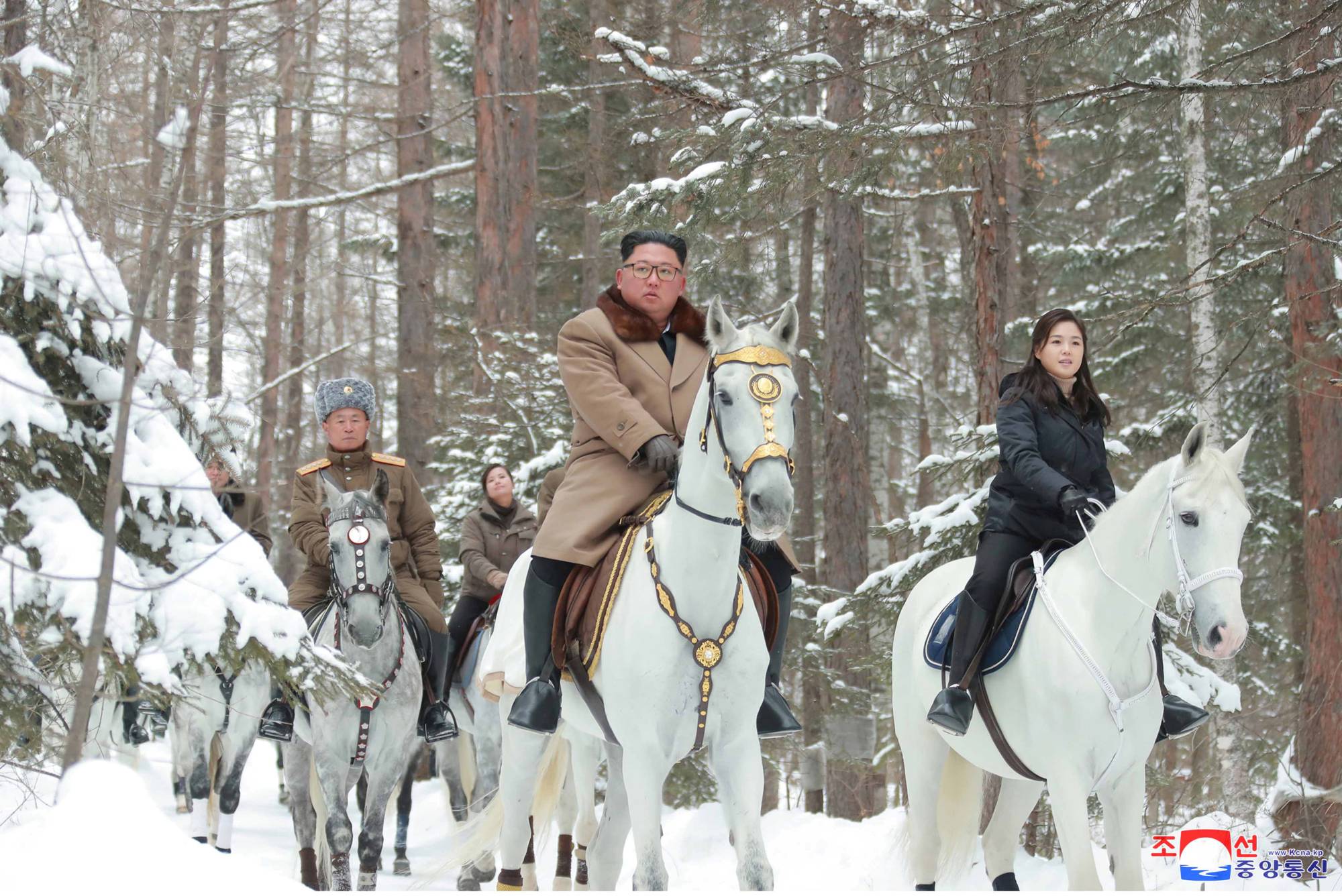 North Korean leader Kim Jong Un rides a horse as he visits battle sites in the area of Mount Paektu in Ryanggang, North Korea, in this picture released in December. | KCNA / VIA REUTERS