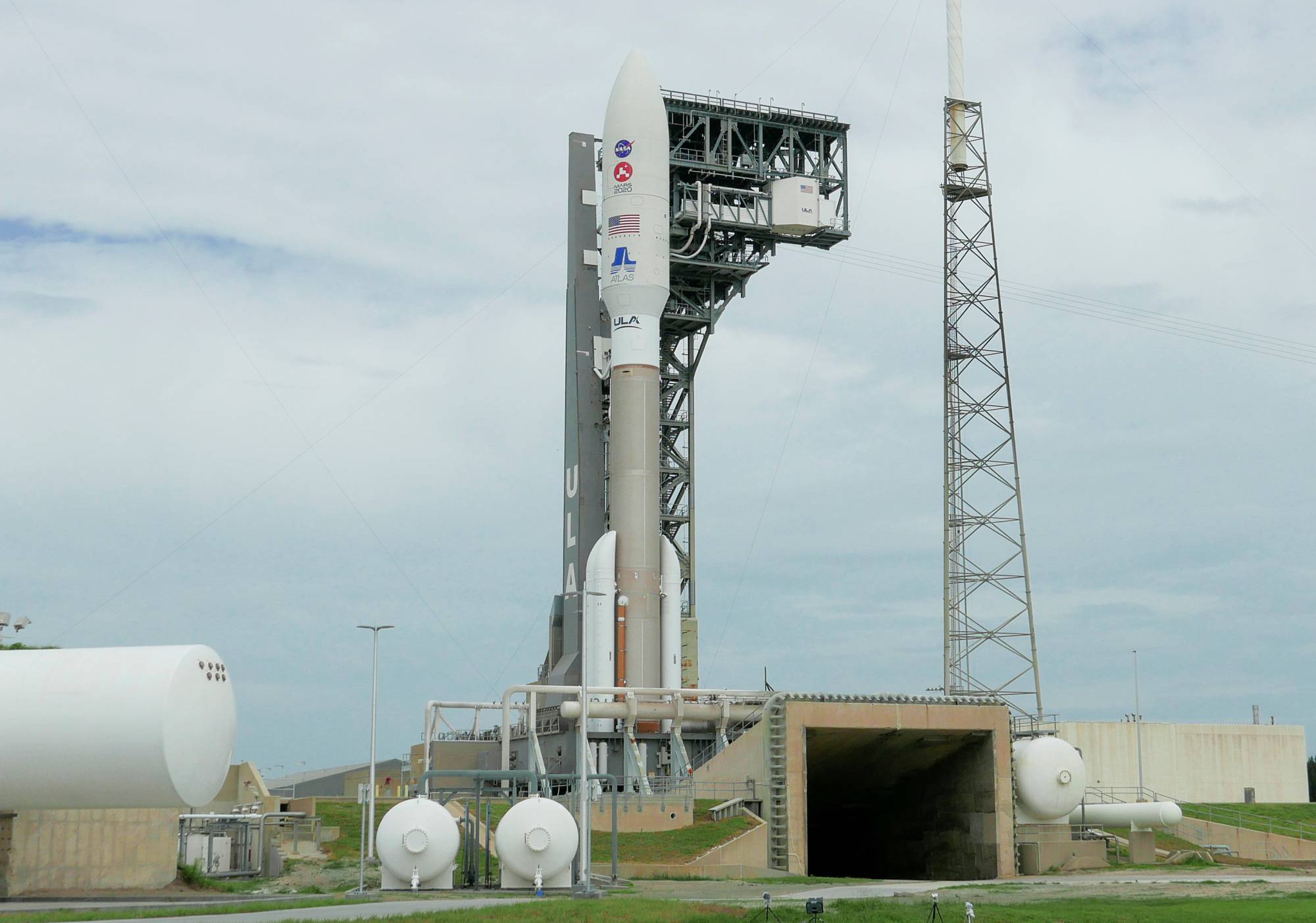 A United Launch Alliance Atlas V rocket carrying NASA's Mars 2020 Perseverance Rover vehicle is prepared for launch at the Cape Canaveral Air Force Station in Florida on Wednesday. | REUTERS 