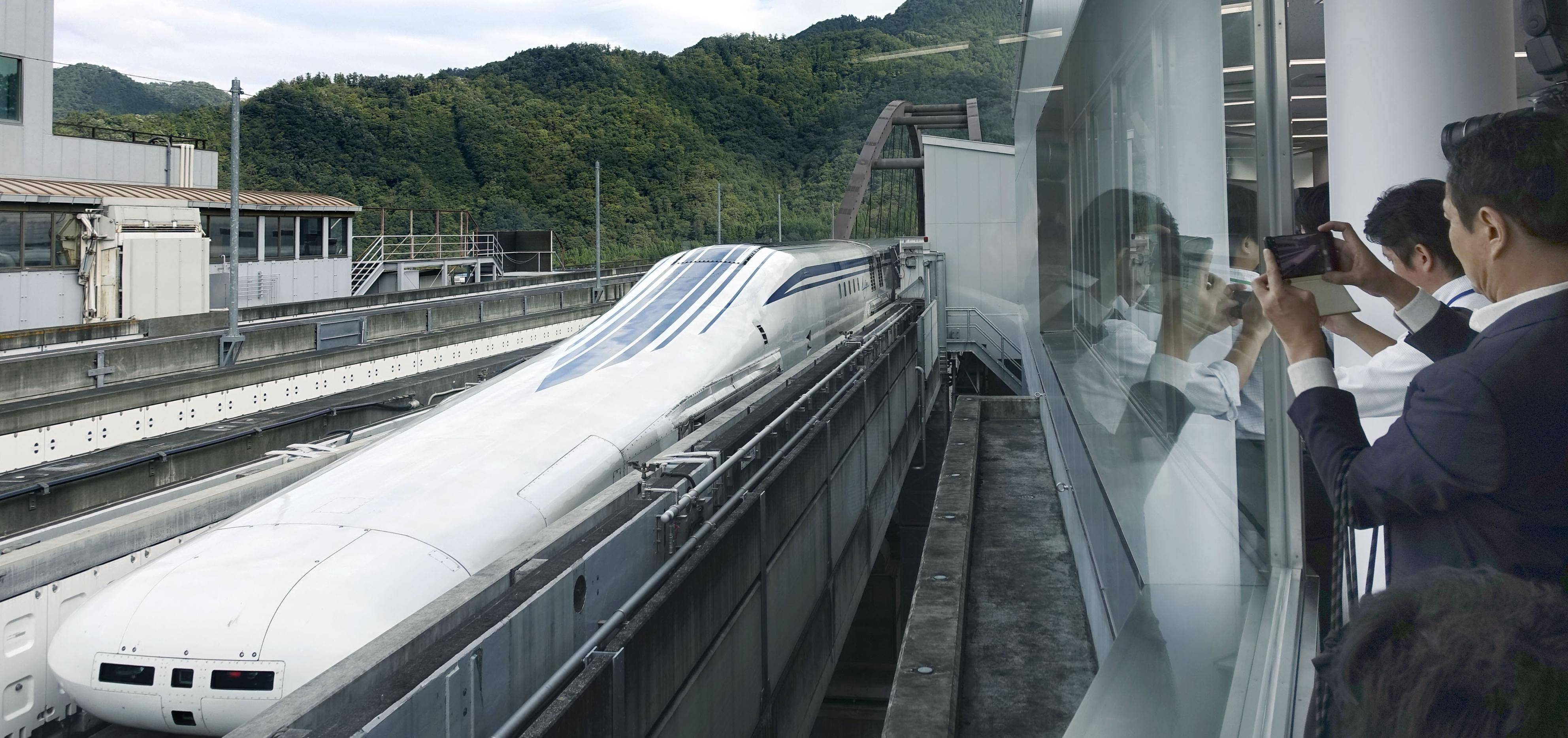 A prototype maglev train is unveiled to the media at Central Japan Railway Co.'s  'laboratory' in Tsuru, Yamanashi Prefecture, in October 2019. | TOKYO