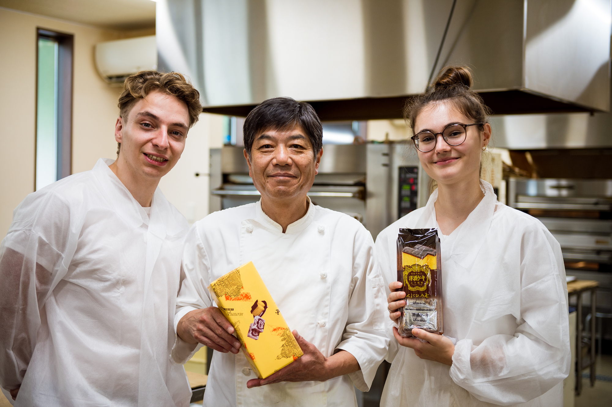 Culture-driven: (From left) Peko Peko Box's Charles Beny, Koichi Maehara of sweets maker Kunihiroya and Aline Schneider meet to discuss Kunihiroya's castella cake for Peko Peko Box. | LUKASZ PALKA