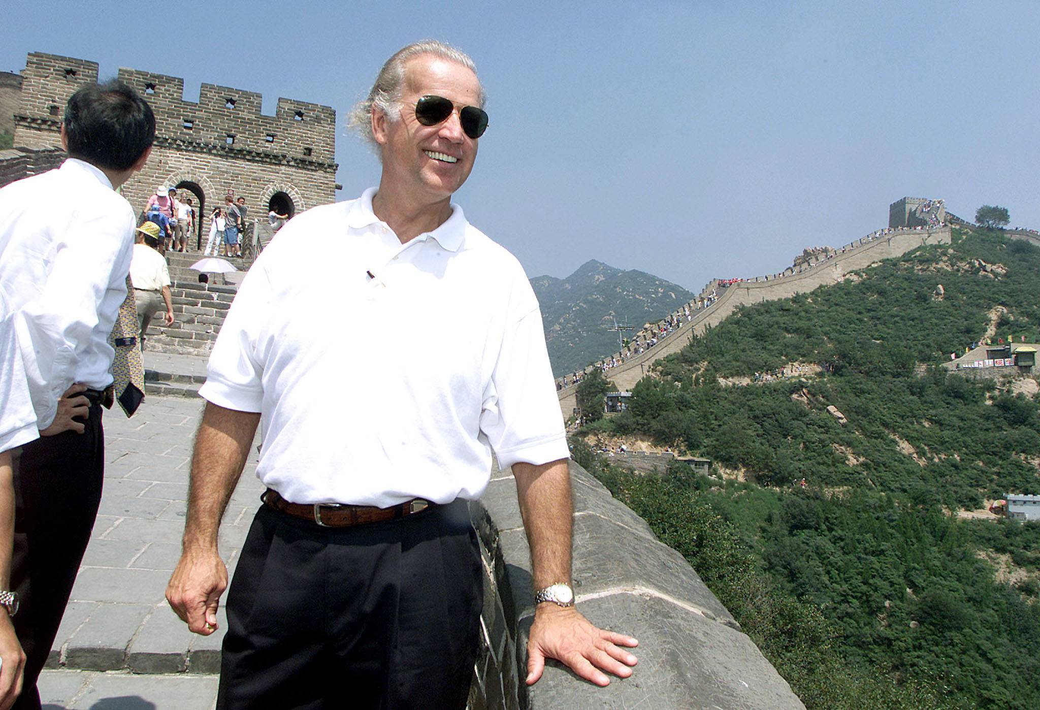 Joe Biden, then the U.S. Senate Foreign Relations Committee Chairman, visits the Great Wall of China at Badaling, north of Beijing, in 2001. | Reuters