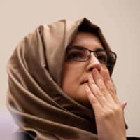 Hatice Cengiz, the fiancee of slain Saudi journalist Jamal Khashoggi, testifies before a U.S. House Foreign Relations subcommittee hearing in May 2019.  | AFP-JIJI