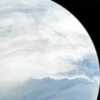 A false-color image of Venus\' night side, taken by Japan\'s Akatsuki spacecraft in 2016.  | PLANET-C PROJECT TEAM / JAXA / VIA THE NEW YORK TIMES