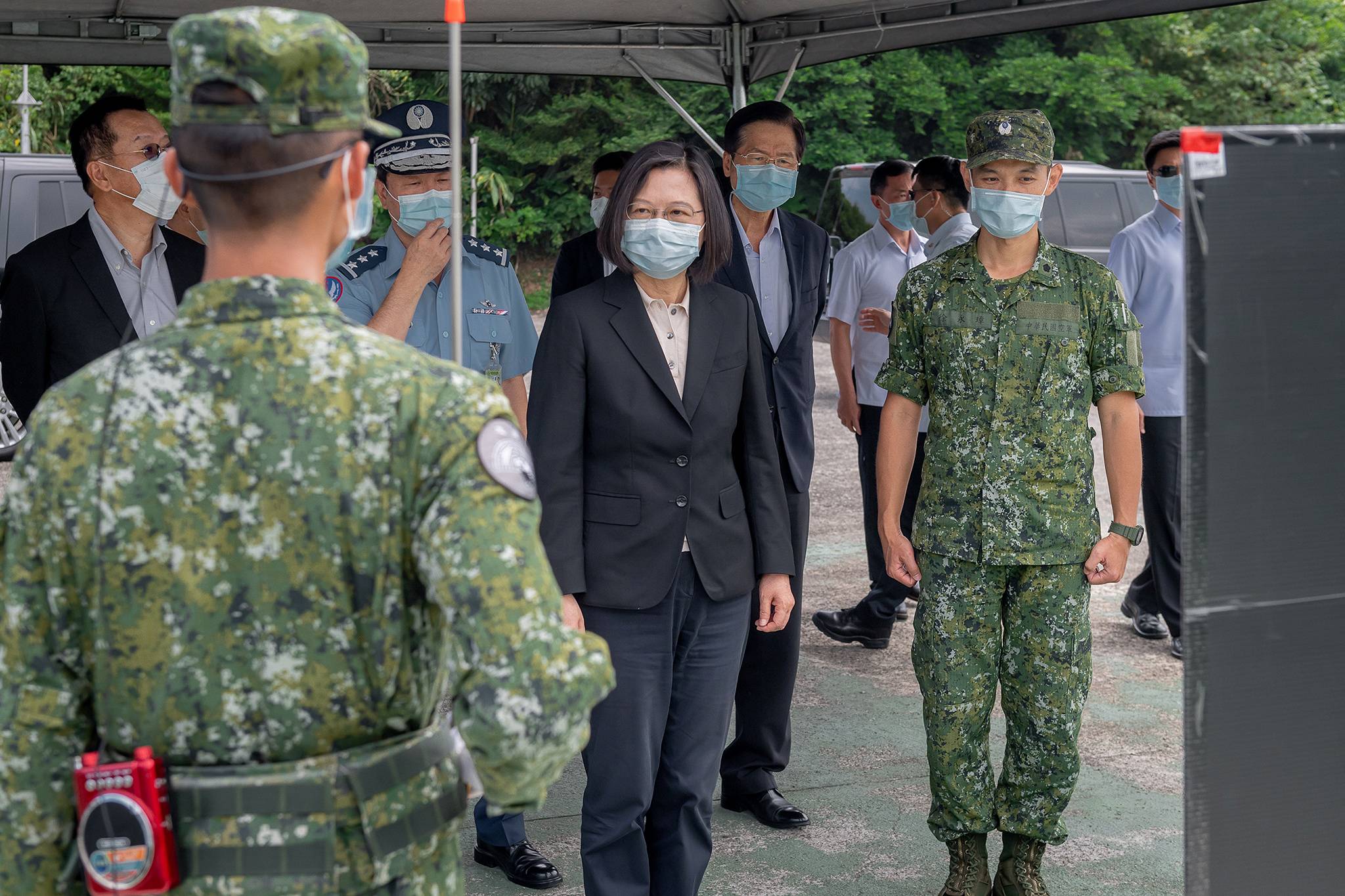 Taiwan President Tsai Ing-wen visits an air defense missile base at an undisclosed location.  | TAIWAN PRESIDENTIAL OFFICE / VIA REUTERS