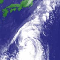 A satellite image from Tuesday afternoon shows Tropical Storm Chan-hom south of Japan.  | JAPAN METEOROLOGICAL AGENCY