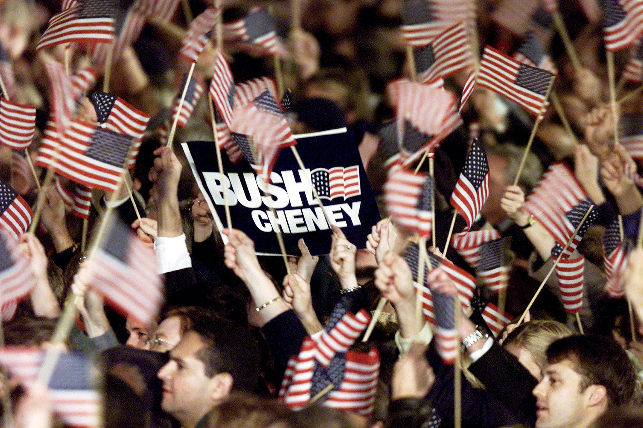 Republican supporters react after TV networks announced that Texas Gov. George W. Bush won the U.S. election, in Austin, Texas, on Nov. 8, 2000.  | REUTERS 