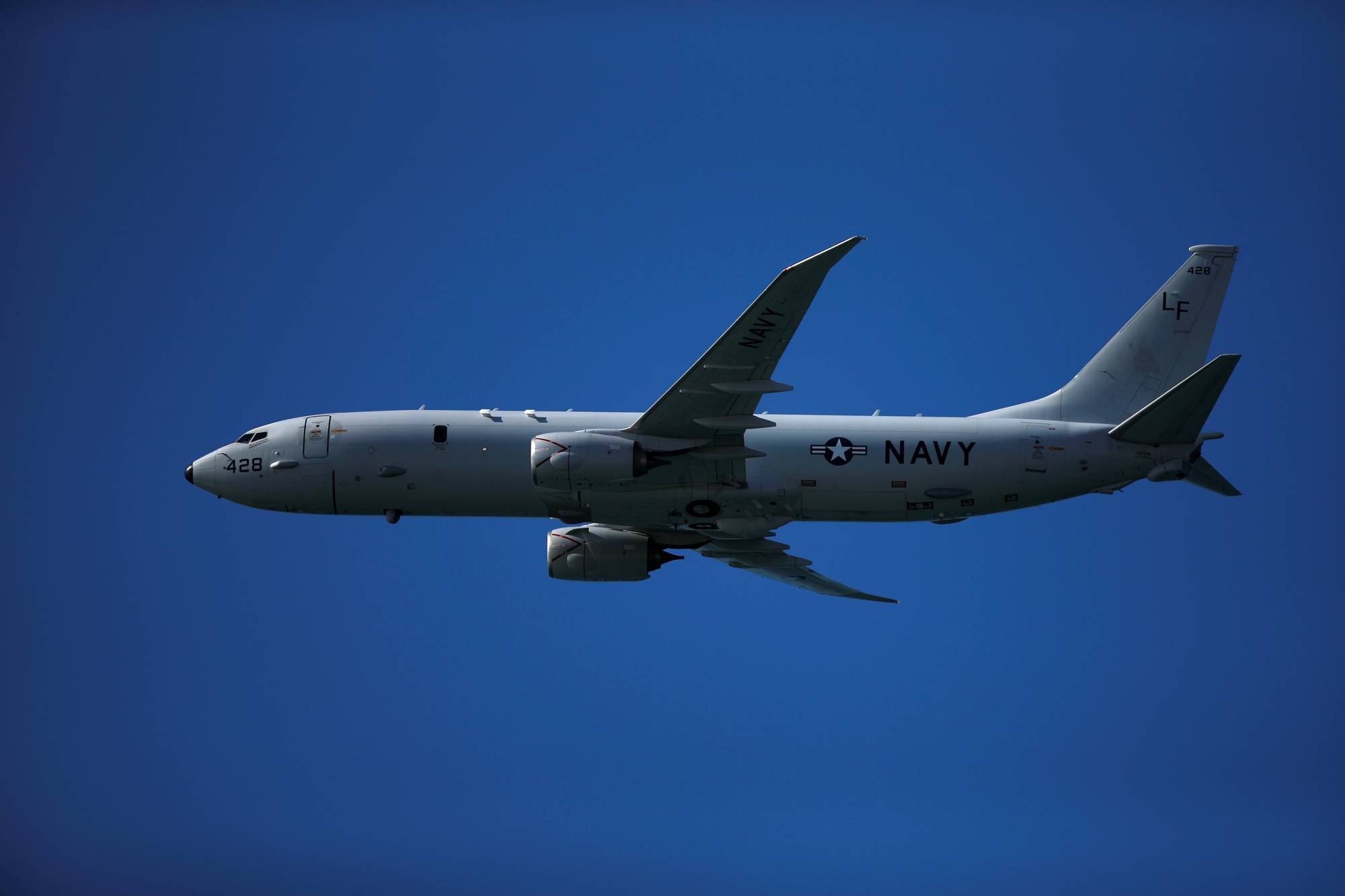 A Boeing P-8 Poseidon aircraft from the U.S. Navy flies during an exhibition.  | REUTERS 
