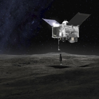 The U.S. space agency said that it likely succeeded in collecting samples through a spacecraft touchdown on asteroid Bennu based on images that captured the activities. | NASA / VIA KYODO 