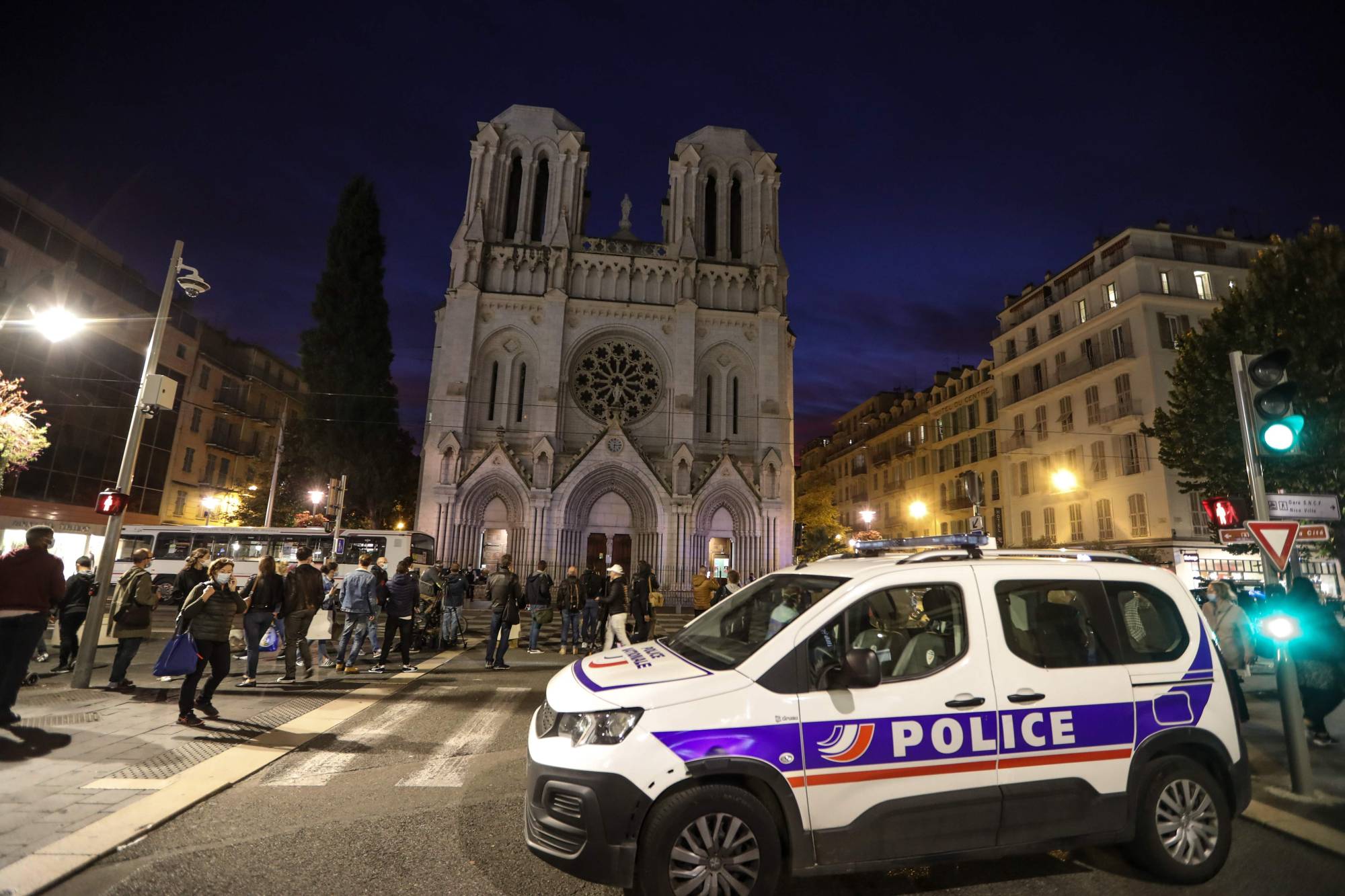 The Notre-Dame de l'Assomption Basilica in Nice, France, on Thursday | AFP-JIJI