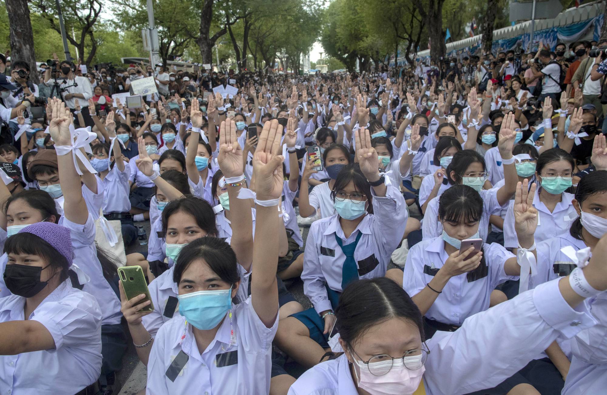 The protests that have rocked Thailand in recent months have involved high school students alongside the movement's university student leaders. | AP