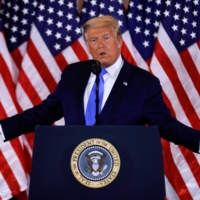 U.S. President Donald Trump speaks about early results from the 2020 U.S. presidential election in the East Room of the White House in Washington on Wednesday. | REUTERS
