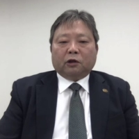 Reysol president Ryuichiro Takikawa speaks during an online news conference on Tuesday. | DAN ORLOWITZ
