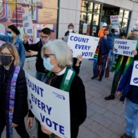 Protesters who want every vote counted from the 2020 U.S. presidential election march in Detroit on Wednesday.  | AFP-JIJI