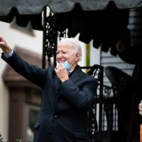 Democratic presidential nominee Joe Biden visits his childhood home in Scranton, Pa., on Election Day. | ERIN SCHAFF / THE NEW YORK TIMES