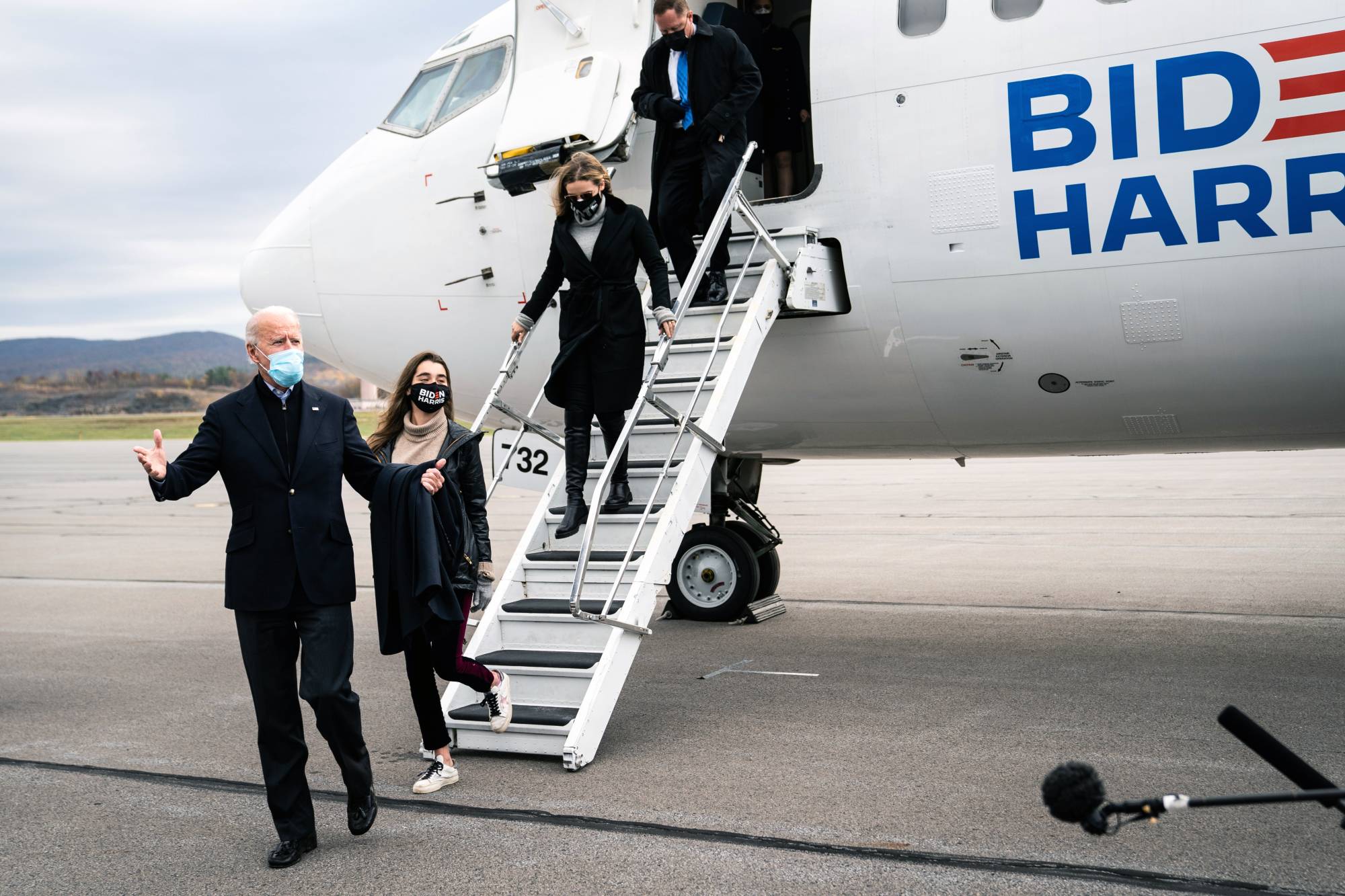 Joe Biden arrives in Scranton, Pa., with two of his granddaughters on Tuesday morning. | ERIN SCHAFF / THE NEW YORK TIMES