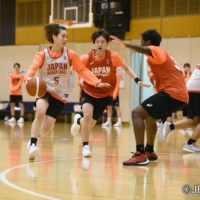 Guard Saori Miyazaki dribbles the ball during a Japan women\'s team training camp at Tokyo\'s National Training Center on Monday. | COURTESY OF THE JAPAN BASKETBALL ASSOCIATION

