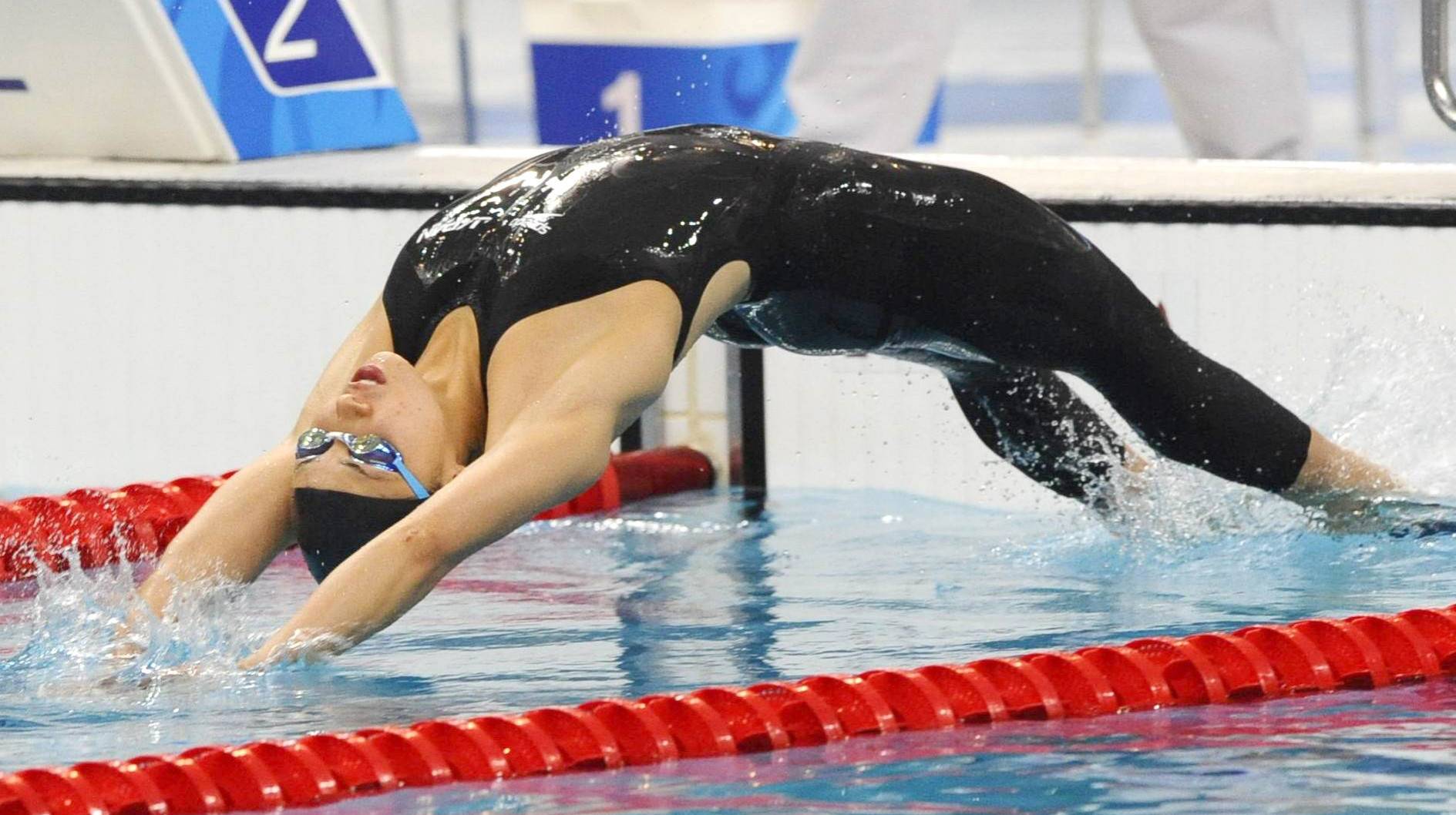 Hanae Ito competed in the women's 100-meter backstroke and 20-meter backstroke at the Beijing Olympics in August 2008. | KYODO