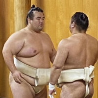 Kotoshogiku (left) is planning to retire according to sources inside the Japan Sumo Association. | JAPAN SUMO ASSOCIATION / VIA KYODO