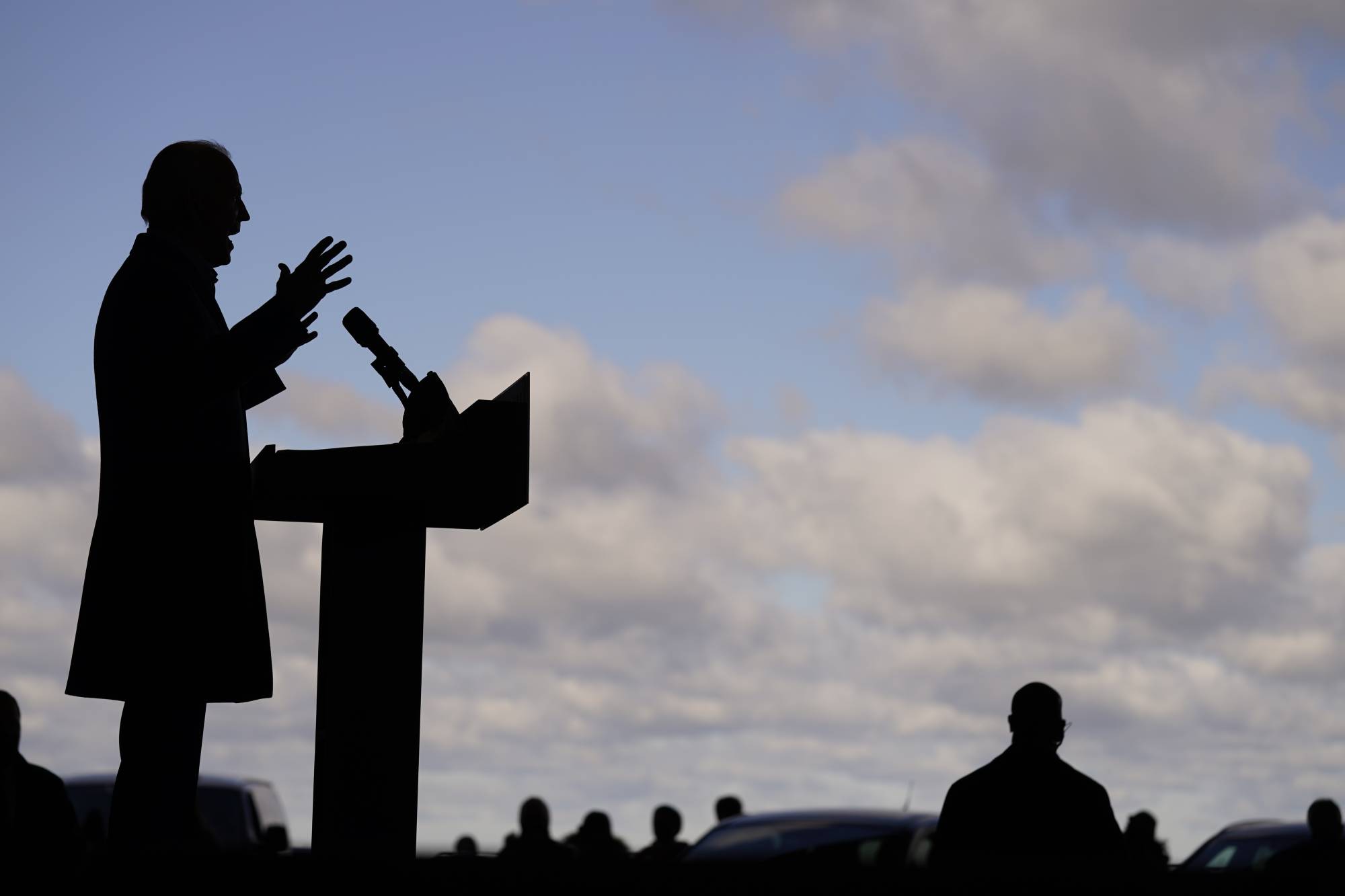 Then-Democratic presidential candidate Joe Biden speaks at a rally at Cleveland Burke Lakefront Airport on Nov. 2. | AP