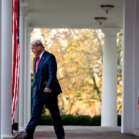 President Donald Trump walks to the Rose Garden of the White House on Friday.  | ANNA MONEYMAKER / THE NEW YORK TIMES