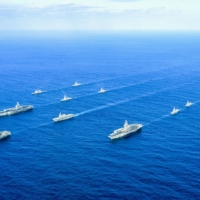 U.S. and Japanese naval forces hold a joint exercise in the Sea of Japan. | MARITIME SELF-DEFENSE FORCE / VIA KYODO