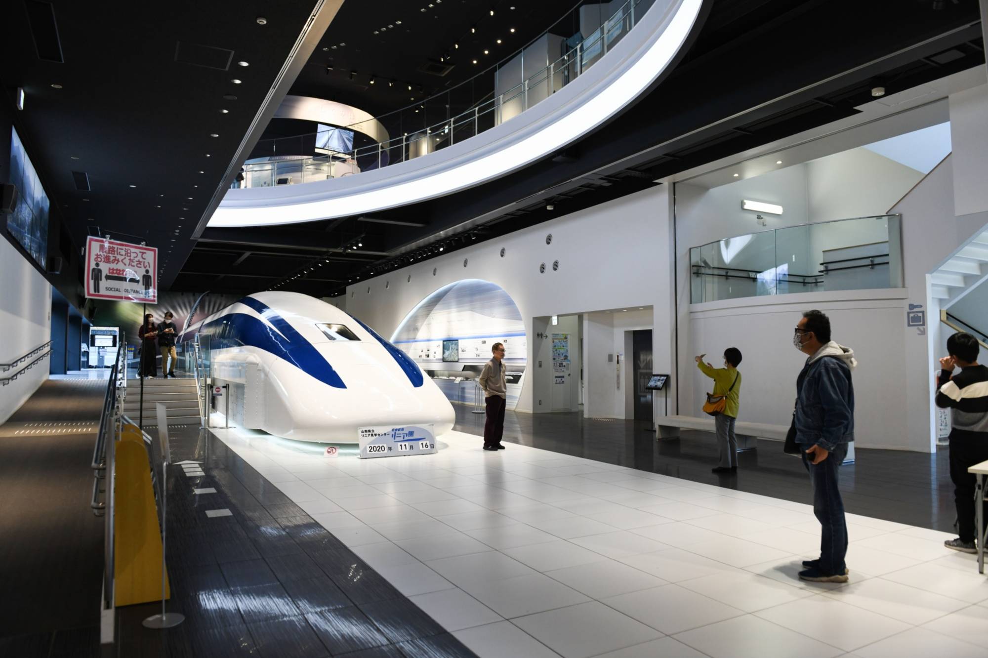 A maglev test vehicle is on display at an exhibition center in Yamanashi Prefecture. | BLOOMBERG