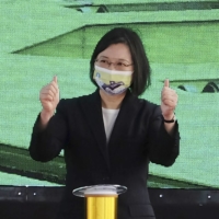 Taiwan President Tsai Ing-wen speaks in the city of Kaohsiung on Tuesday.  | AP