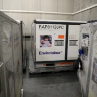 Active temperature control containers carrying China\'s Sinovac experimental COVID-19 vaccines are stored in a temperature controlled room before being loaded into a Turkish Cargo plane in Istanbul on Nov. 18. | TURKISH AIRLINES / VIA REUTERS