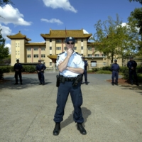 Police stand guard outside the Chinese Embassy in Canberra in March 2008. While tensions between Australia and China have been on the rise for several years, the latest economic fight began in earnest several months ago when Canberra backed calls for an international investigation into the origins of the COVID-19 outbreak.
 | REUTERS
