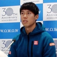 Kei Nishikori speaks during an online news conference on Friday. | KYODO