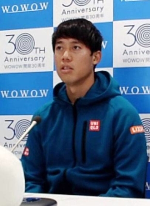 Kei Nishikori speaks during an online news conference on Friday. | KYODO