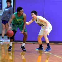 Guard Keisei Tomigana defends during a game for Ranger College. | RANGER COLLEGE / TOMMY WELLS 
