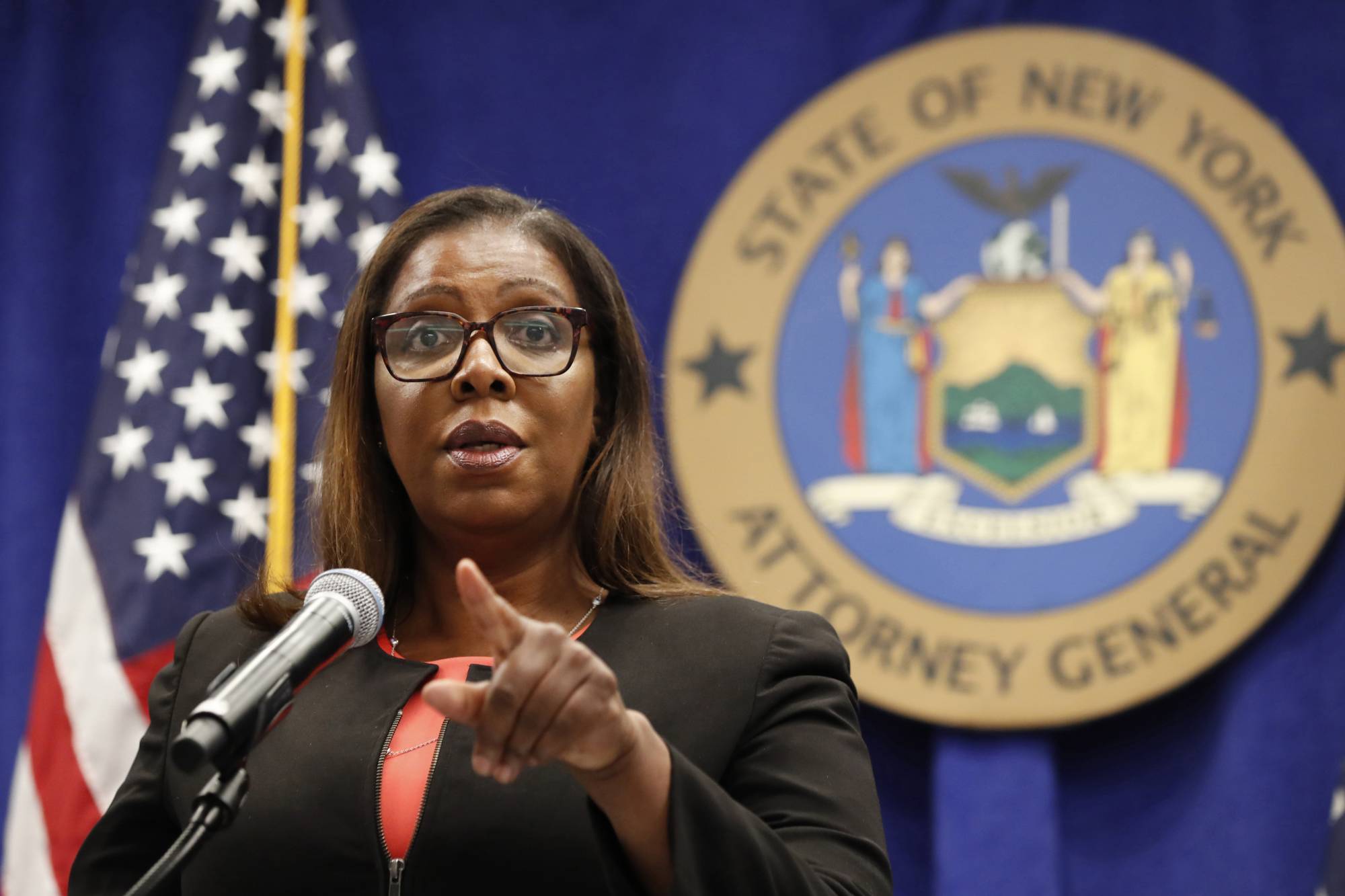  | 
FILE- In this Aug. 6, 2020 file photo, New York State Attorney General Letitia James takes a question at a news conference in New York. Federal regulators and a group of states launched a landmark antitrust offensive against Facebook, accusing the social network of abusing its market power in social networking to crush smaller competitors. 