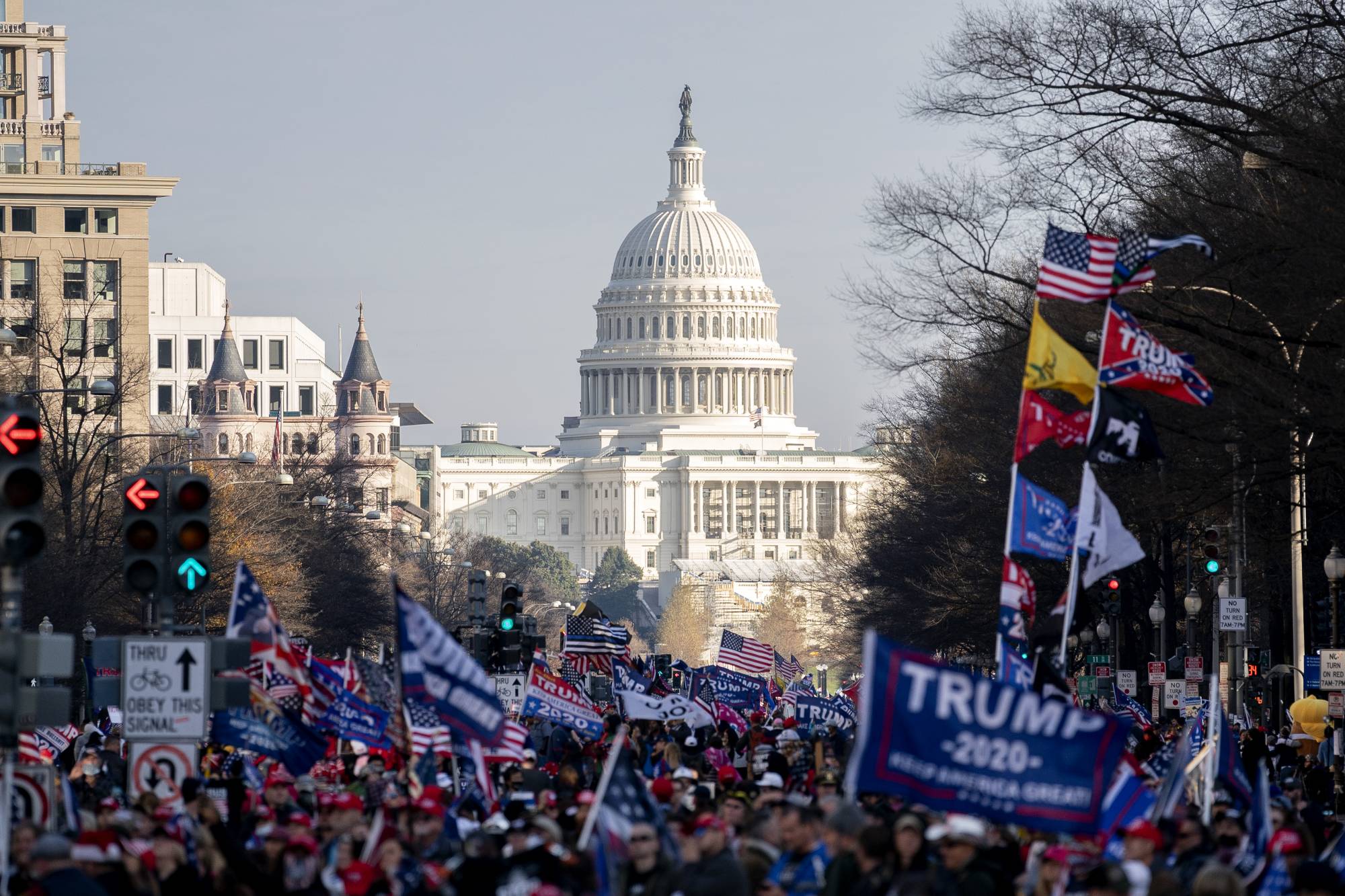 Supporters of President Donald Trump gathered in Washington and elsewhere on Saturday to protest what they said was a stolen election after the Supreme Court rejected a lawsuit filed by the Texas attorney general | STEFANI REYNOLDS / THE NEW YORK TIMES