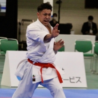 Ryo Kiyuna competes in the men\'s kata category at the 48th All-Japan Karatedo, the national karate championships, on Sunday.Kaz Nagatsuka | KAZ NAGATSUKA
