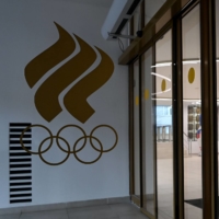  A man walks inside the headquarters of the Russian Olympic Committee in Moscow on Thursday. | AFP-JIJI