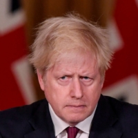 U.K. Prime Minister Boris Johnson gives a news conference in London on Saturday about the COVID-19 situation.  | REUTERS 
