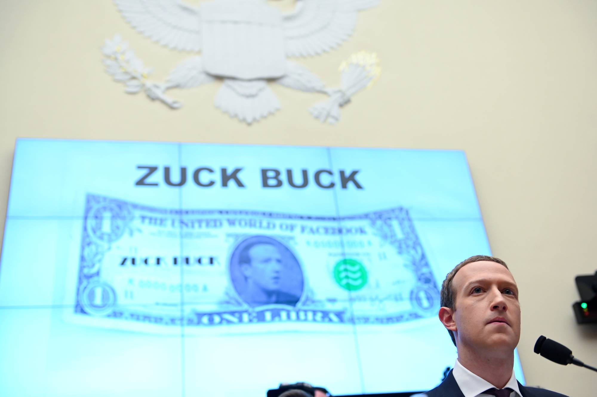 Facebook Chairman Mark Zuckerberg testifies at a House Financial Services Committee hearing on the company's plan to launch a digital currency, in Washington in October 2019. | REUTERS