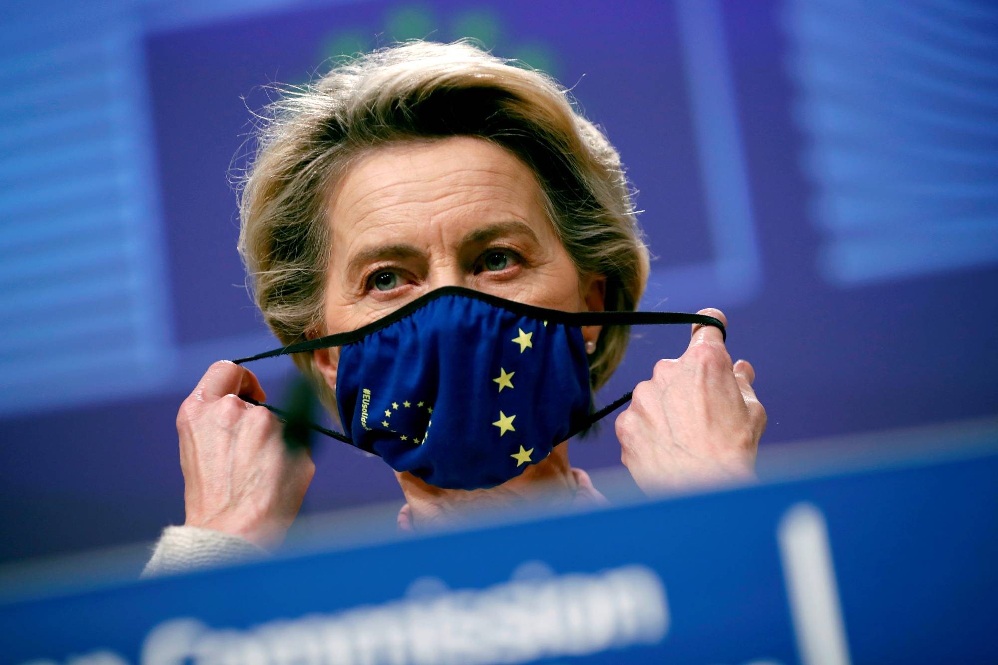 European Commission President Ursula von der Leyen gives a statement on the outcome of the Brexit negotiations in Brussels on Thursday. | Pool / via REUTERS