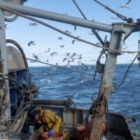 A fishing crew off Brixham, England, in February. The final days of Brexit negotiations came down to fishing rights in British waters.  | ANDREW TESTA / THE NEW YORK TIMES